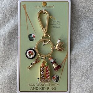 New True to Form Gold Sushi Charm Key Ring